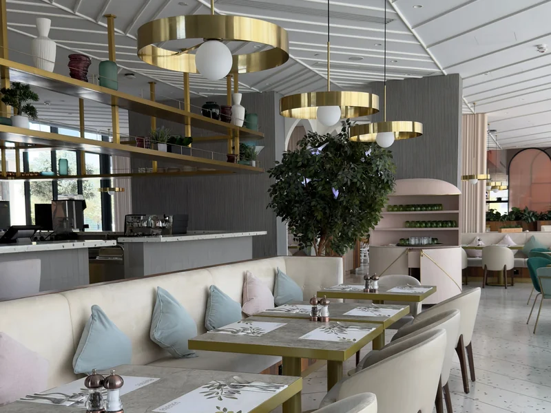 Luminaires apparents diffusant une lumière homogène dans un intérieur clair